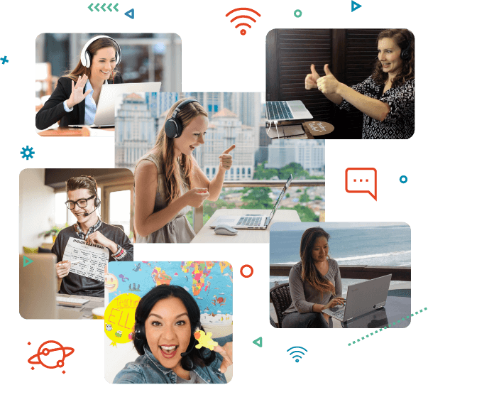 Group of teachers teaching online