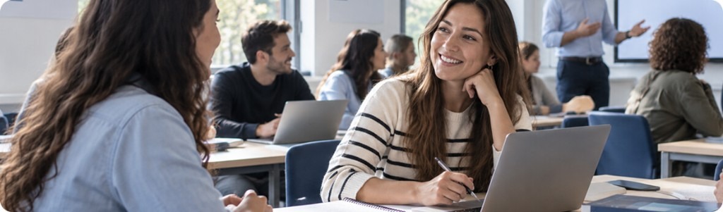 Graduate-level TEFL students collaborating in a classroom