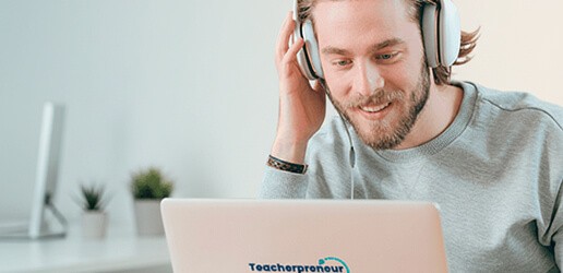 Teacherpreneur working independently on a laptop