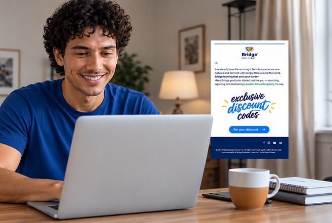 Subscriber reading Bridge exclusive discount codes on a laptop